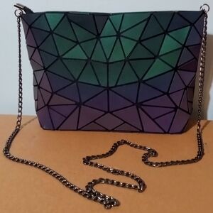 Edgework Luminous Geometric holographic cross body purse